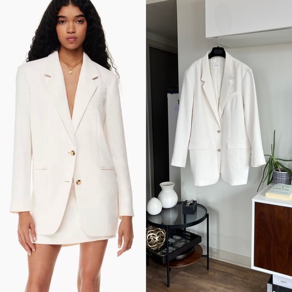 Aritzia Heartbreak White new Business Casual Formal Evening Wedding Blazer Sz L - Picture 5 of 14